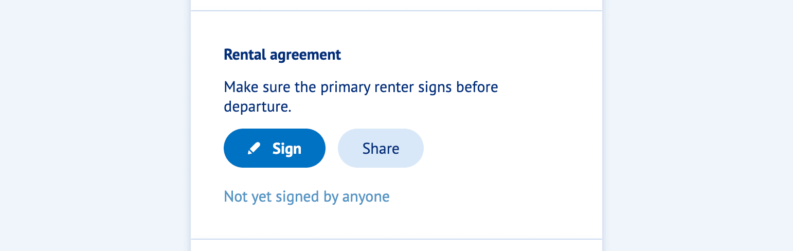 Screenshot of sign contract