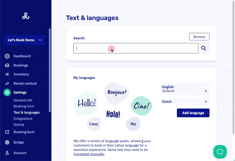 Translate custom text
