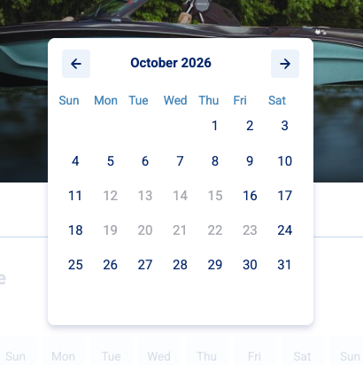 Date picker with unavailable dates greyed out